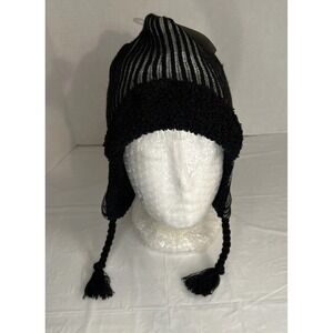 All In Motion - Womens Winter Hat W/Tassels‎ OSFM- Black/Gray - New W/Tags